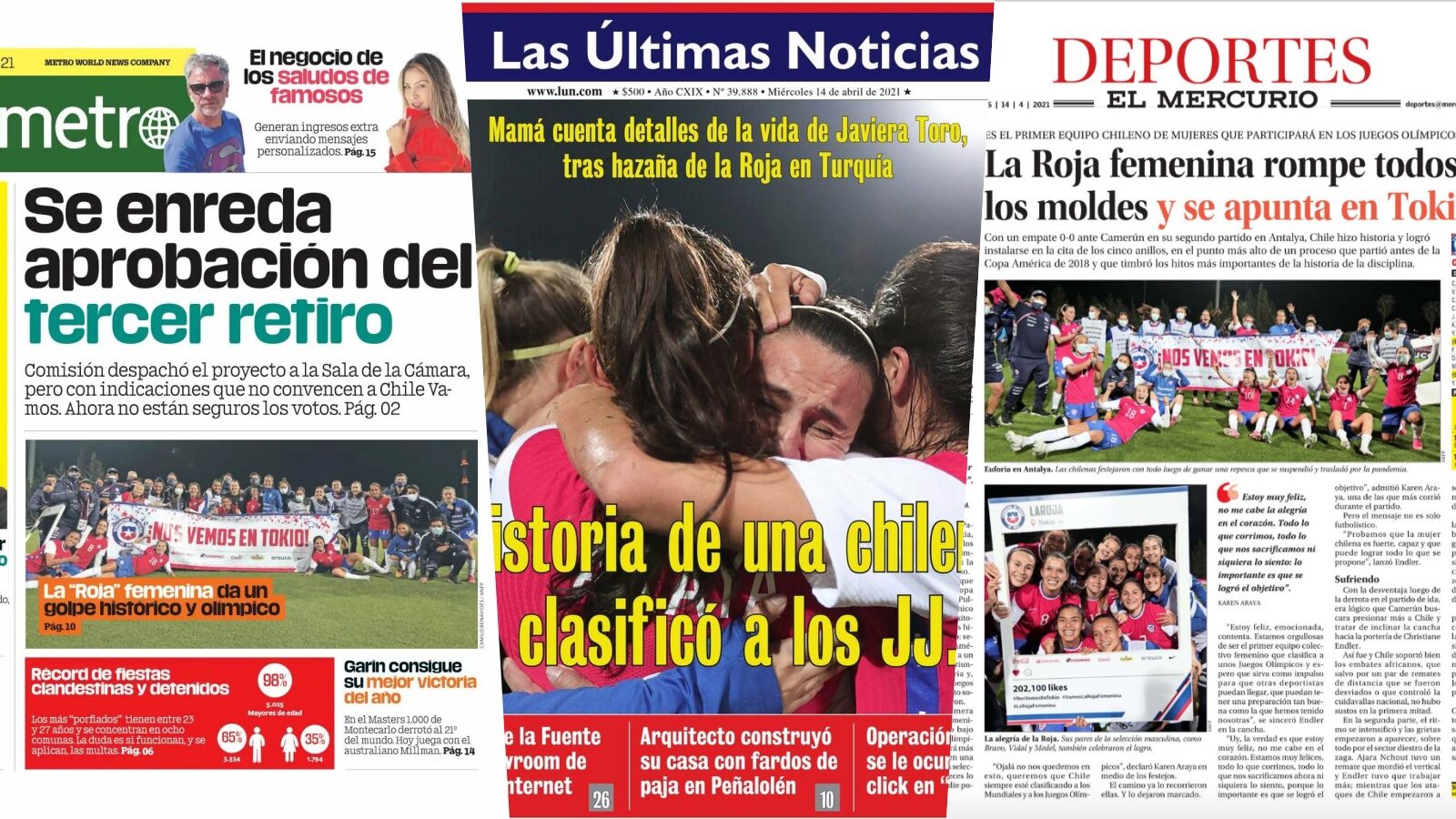 La Roja se toma las portadas en Chile tras clasificarse a los JJOO