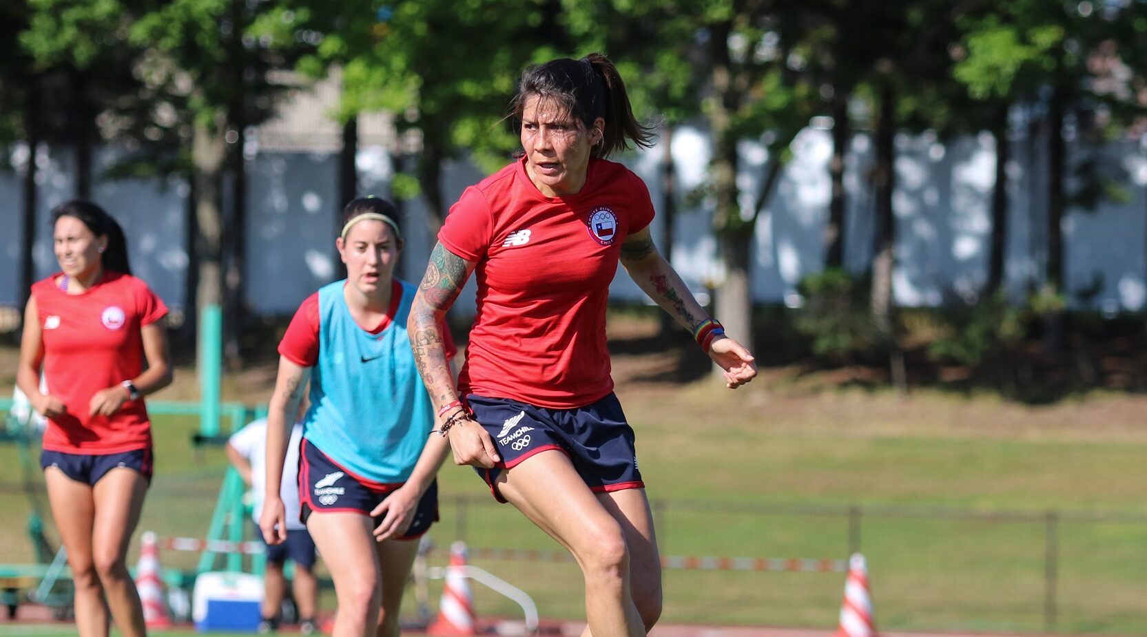 Carla Guerrero en entrenamiento de la Selección Chilena en Japón