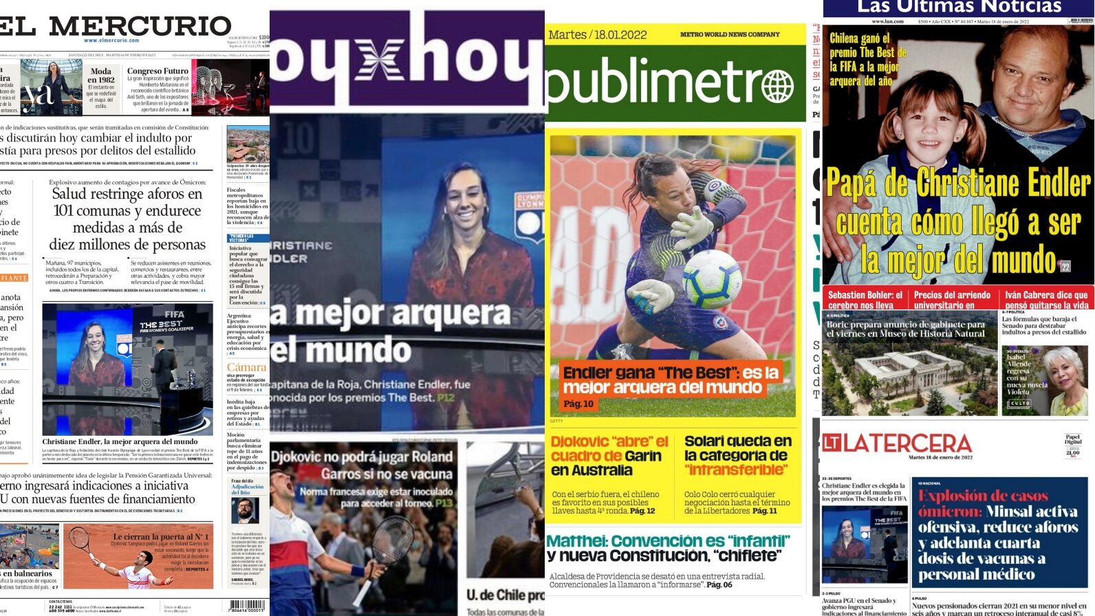 Las portadas de diarios en Chile se entregan al premio The Best de Christiane Endler